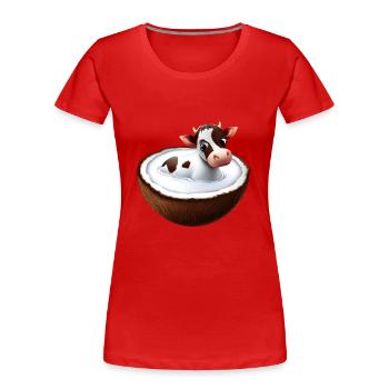 Kuh in Kokosnuss - Frauen Premium Bio T-Shirt - Rot - Vorne - Mia (176cm)