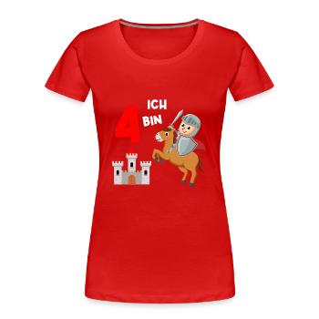 Kreuzritter Tempelritter Krieger 4. Geburtstag - Frauen Premium Bio T-Shirt - Rot - Vorne - Mia (176cm)