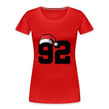 92 Numéro Noël - T-shirt bio Premium Femme - rouge - Devant - Mia (176cm)