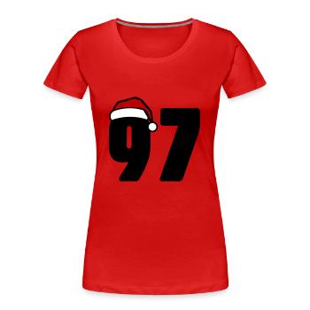 97 Numéro Noël - T-shirt bio Premium Femme - rouge - Devant - Mia (176cm)