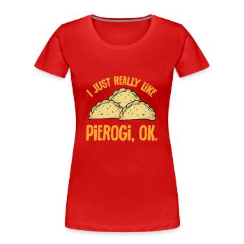 Polnisches Essen Pierogi - Frauen Premium Bio T-Shirt - Rot - Vorne - Mia (176cm)