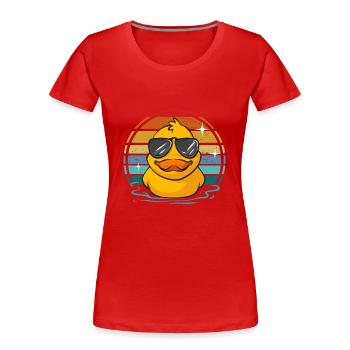 Quietscheentchen Quietscheente Gummiente - Frauen Premium Bio T-Shirt - Rot - Vorne - Mia (176cm)