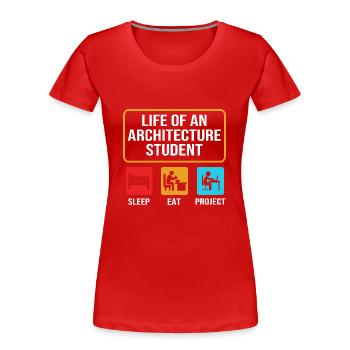 Architecte Architecture - T-shirt bio Premium Femme - rouge - Devant - Mia (176cm)