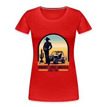 Amoureux de l’Amérique - T-shirt bio Premium Femme - rouge - Devant - Mia (176cm)