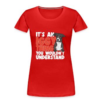 Italienischer Windspiel Windhund Hunde - Frauen Premium Bio T-Shirt - Rot - Vorne - Mia (176cm)