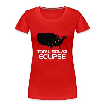Total Solar Eclipse Map Path of Totality Lover - Frauen Premium Bio T-Shirt - Rot - Vorne - Mia (176cm)