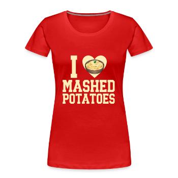 Purée de pommes de terre Purée de pommes de terre - T-shirt bio Premium Femme - rouge - Devant - Mia (176cm)