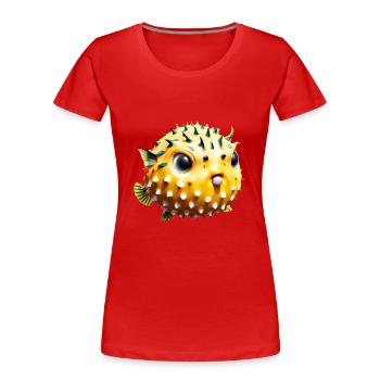 Poisson-globe gonflé - T-shirt bio Premium Femme - rouge - Devant - Mia (176cm)