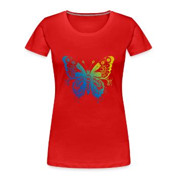 Butterfly Mandala Boho - Women's Premium Organic T-Shirt - red - Front - Mia (176cm)