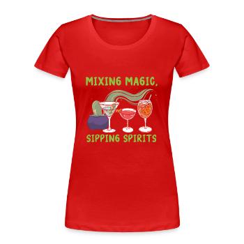 Magische Schluckspirituosen mixen Barkeeper Hallow - Frauen Premium Bio T-Shirt - Rot - Vorne - Mia (176cm)