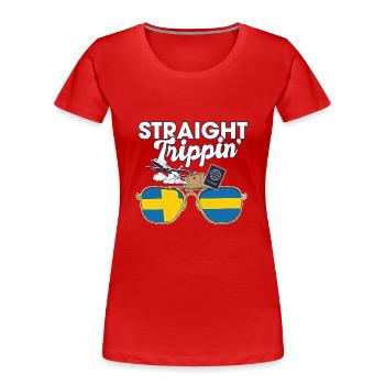 Straight Trippin' Suède Vacances Tour Voyage - T-shirt bio Premium Femme - rouge - Devant - Mia (176cm)