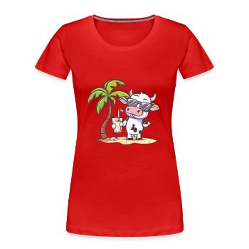 Kuh Sommer Strand Urlaub - Frauen Premium Bio T-Shirt - Rot - Vorne - Mia (176cm)