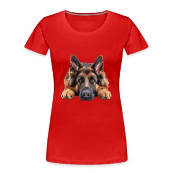 German Sheperd - Frauen Premium Bio T-Shirt - Rot - Vorne - Mia (176cm)