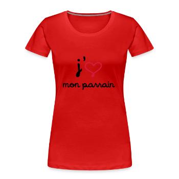 J'aime mon parrain - T-shirt bio Premium Femme - rouge - Devant - Mia (176cm)