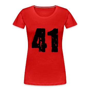 Maillot à 41 numéros - T-shirt bio Premium Femme - rouge - Devant - Mia (176cm)