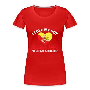 Sicile Drapeau Italie Sicile - T-shirt bio Premium Femme - rouge - Devant - Mia (176cm)