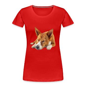 Basenji - Frauen Premium Bio T-Shirt - Rot - Vorne - Mia (176cm)
