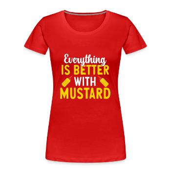 Senf Mustard - Women's Premium Organic T-Shirt - red - Front - Mia (176cm)