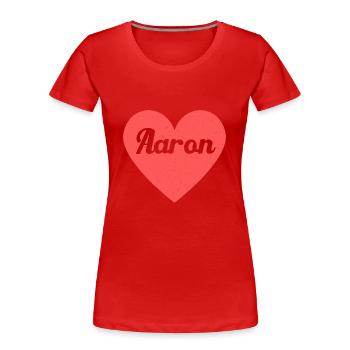 Aaron Name Rotes Herz Liebe Fan Retro - Frauen Premium Bio T-Shirt - Rot - Vorne - Mia (176cm)