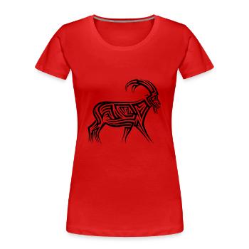 Bergziege Tribal Tattoo - Frauen Premium Bio T-Shirt - Rot - Vorne - Mia (176cm)
