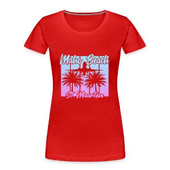 Atterrissages d’avions à Maho Beach - T-shirt bio Premium Femme - rouge - Devant - Mia (176cm)