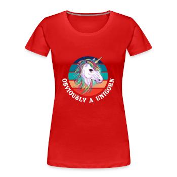Obviously A Unicorn - Women's Premium Organic T-Shirt - red - Front - Mia (176cm)