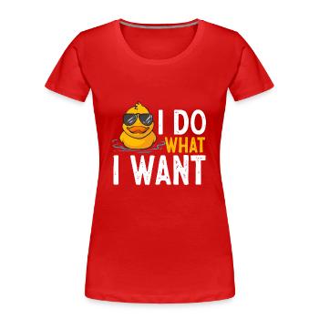 Quietscheentchen Quietscheente Gummiente - Frauen Premium Bio T-Shirt - Rot - Vorne - Mia (176cm)