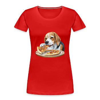 Beagle amateur de pizza - T-shirt bio Premium Femme - rouge - Devant - Mia (176cm)