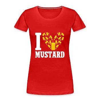 Senf Mustard - Women's Premium Organic T-Shirt - red - Front - Mia (176cm)