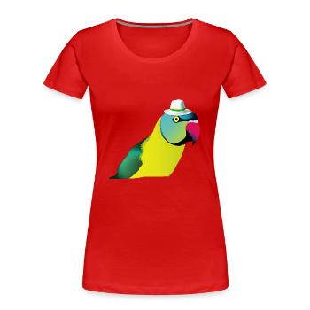 Indischer Ringelhals Papagei - Frauen Premium Bio T-Shirt - Rot - Vorne - Mia (176cm)