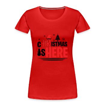 Human Resources Christmas Party Department Party - Women's Premium Organic T-Shirt - red - Front - Mia (176cm)