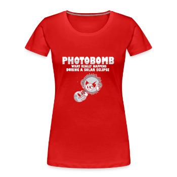 Éclipse solaire totale 2024 Totality Photobomb Sun - T-shirt bio Premium Femme - rouge - Devant - Mia (176cm)