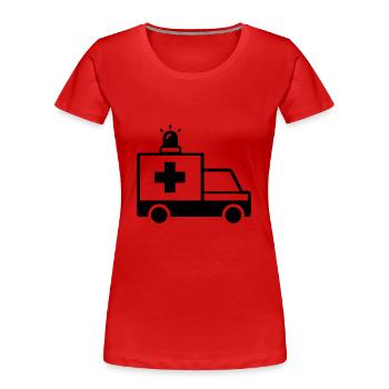 Krankenwagen Ambulance - Frauen Premium Bio T-Shirt - Rot - Vorne - Mia (176cm)