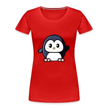 Mignon pingouin agitant - T-shirt bio Premium Femme - rouge - Devant - Mia (176cm)