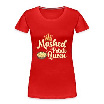 Purée de pommes de terre Purée de pommes de terre - T-shirt bio Premium Femme - rouge - Devant - Mia (176cm)