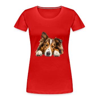 Collie - Frauen Premium Bio T-Shirt - Rot - Vorne - Mia (176cm)