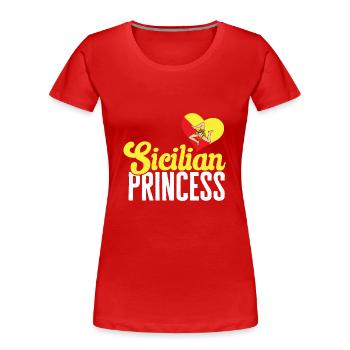 Sicile Drapeau Italie Sicile - T-shirt bio Premium Femme - rouge - Devant - Mia (176cm)