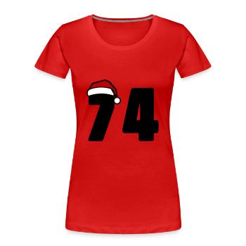 74 Numéro Noël - T-shirt bio Premium Femme - rouge - Devant - Mia (176cm)