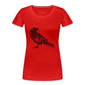 Tatouage tribal Crow - T-shirt bio Premium Femme - rouge - Devant - Mia (176cm)