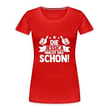 Vorname Jessica - Frauen Premium Bio T-Shirt - Rot - Vorne - Mia (176cm)