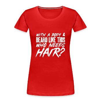 Tête chauve Calvitie Barbe Tête chauve - T-shirt bio Premium Femme - rouge - Devant - Mia (176cm)