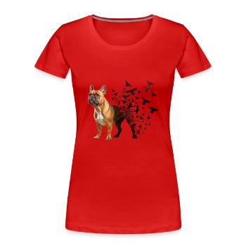 Französische Bulldogge - Frauen Premium Bio T-Shirt - Rot - Vorne - Mia (176cm)