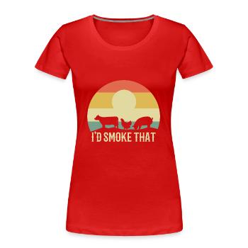 BBQ - Frauen Premium Bio T-Shirt - Rot - Vorne - Mia (176cm)