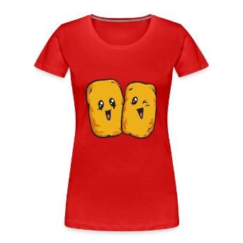Nuggets de poulet Nuggets de poulet - T-shirt bio Premium Femme - rouge - Devant - Mia (176cm)