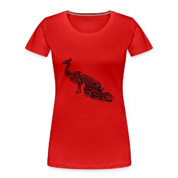 Pfau Tribal Tattoo - Frauen Premium Bio T-Shirt - Rot - Vorne - Mia (176cm)