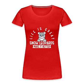 Snow leopard - Women's Premium Organic T-Shirt - red - Front - Mia (176cm)