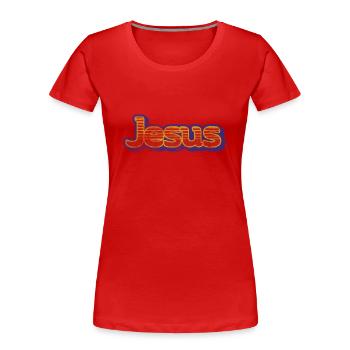 Jesus - Frauen Premium Bio T-Shirt - Rot - Vorne - Mia (176cm)