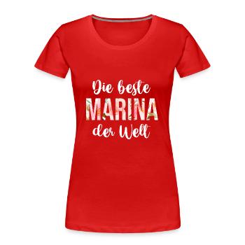 Marina - Frauen Premium Bio T-Shirt - Rot - Vorne - Mia (176cm)