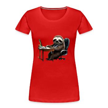 Paresseux de bureau - T-shirt bio Premium Femme - rouge - Devant - Mia (176cm)