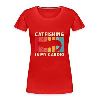 Welsfischen Wels Angler - Frauen Premium Bio T-Shirt - Rot - Vorne - Mia (176cm)
